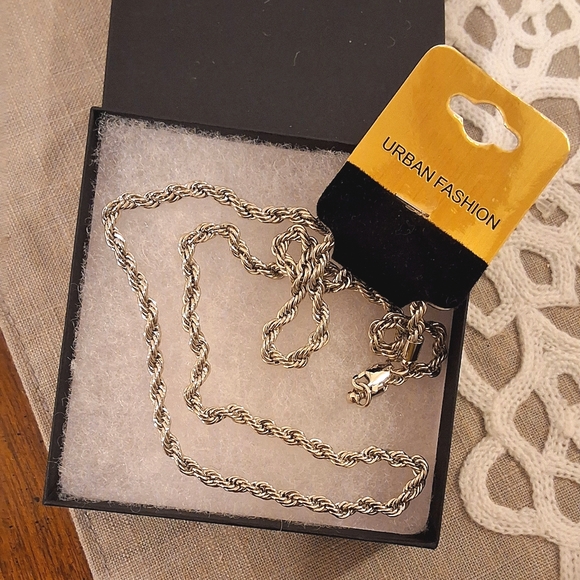 Urban Fashion, NWT, Men's White Gold Rope Chain - Picture 3 of 7